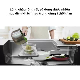 Chậu Rửa Bát 1 Hố HATO Inox SUS304 , Bồn Rửa Chén 1 Ngăn Lớn Bán Nguyệt Kiểu Dáng Nhật Bản, Xi Phông Giữa Bảo Hành 5 Năm