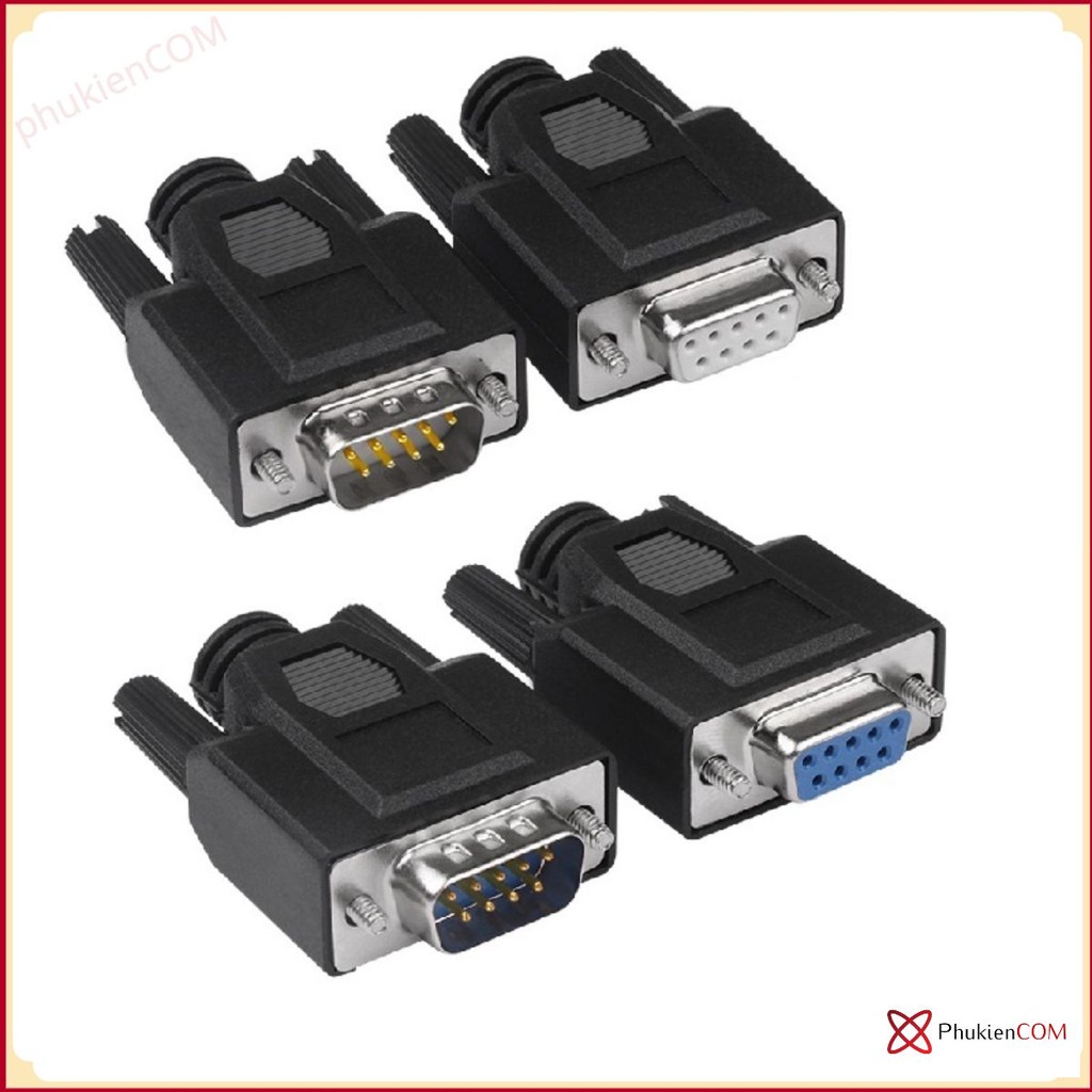 Combo Đầu hàn RS232 DB9 Đực Cái mạ vàng vỏ ốp dẻo Hàn cáp COM DB9 cáp ...