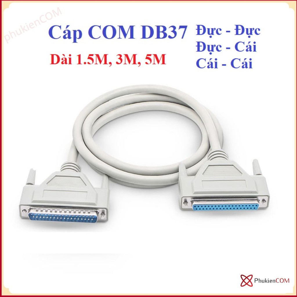 Cáp COM DB37 Đực-Cái, DB37 Đực-Đực, DB37 Cái-Cái (Male to Female) dài 1 ...