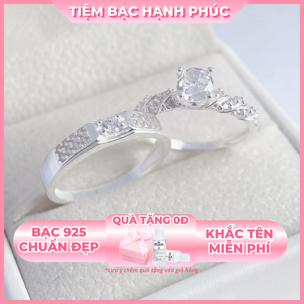 Nhẫn Đôi Bạc 925 Khắc Tên Theo Yêu Cầu TBHP - Nhẫn Cặp Tình Yêu Bạc Ý Cao Cấp Kèm Nước Rửa Bạc (Mã TSJC36)