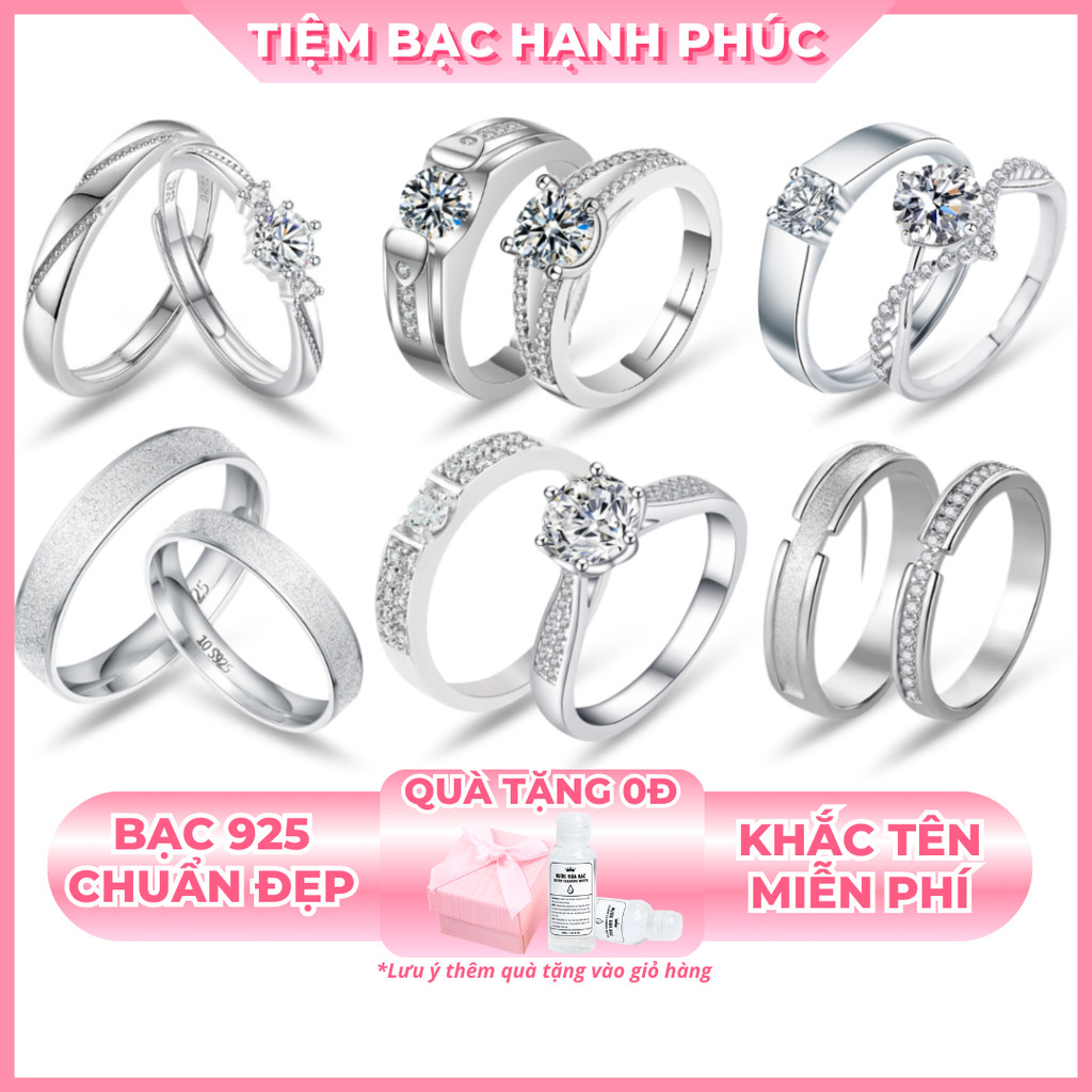 925 Silver Couple Rings, engravable by Tiệm Bạc Hạnh Phúc