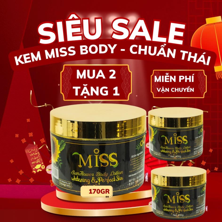 Kem Body Miss Thái Lan Dưỡng Trắng, Makeup, Chống Nắng chuẩn xách tay Thái (2 tem)