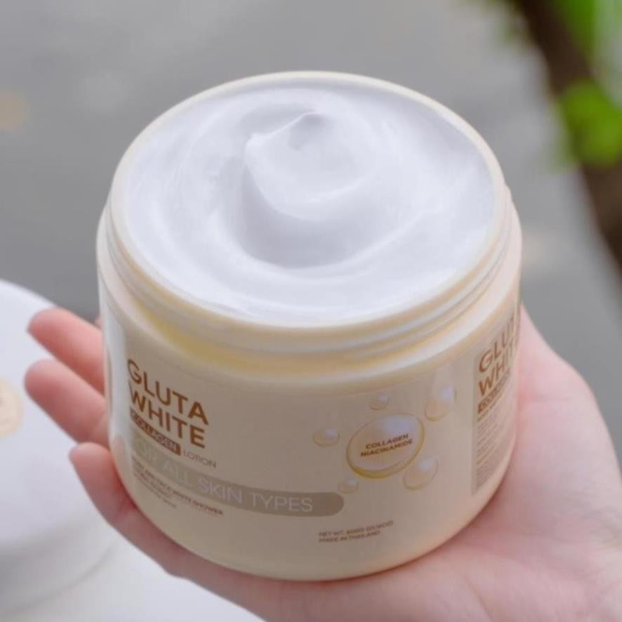 Kem ủ Trắng Da Gluta White Thái Lan hũ đại 600gr không bết dính, siêu thấm, siêu trắng (full tem chính hãng)