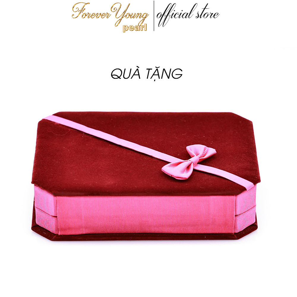 SET53 - Bộ trắng Sức ngọc trai Hoa Nhụy Hồng Ngọc 7-8 li - Vòng Cổ, Vòng Tay, Bông Tai và Nhẫn - Forever Young
