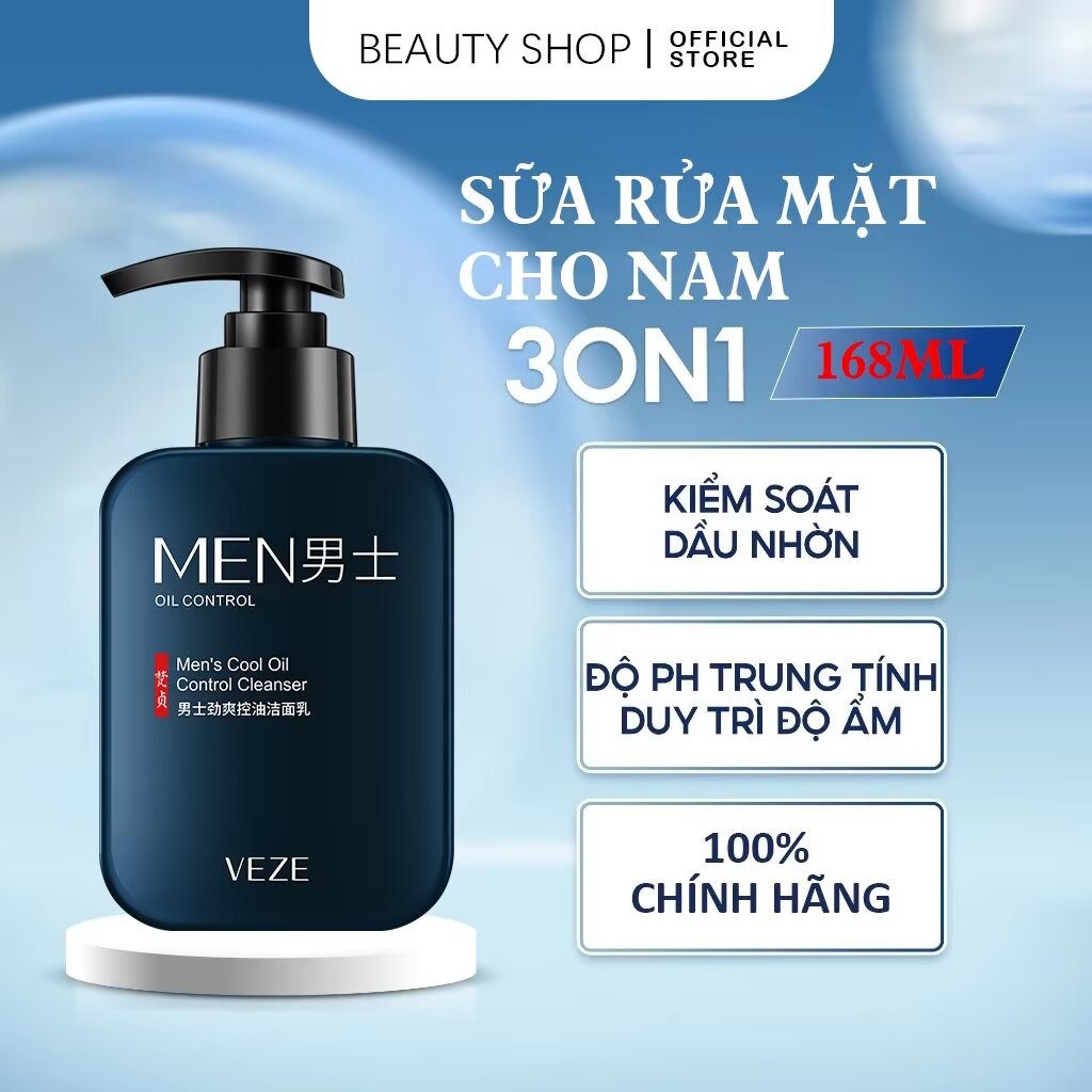 Sữa Rửa Mặt Nam Chiết Xuất Thiên Nhiên: Kiềm Dầu 24h - Hỗ Trợ Làm Mờ Vết Mụn - Dưỡng Da Căng Mịn