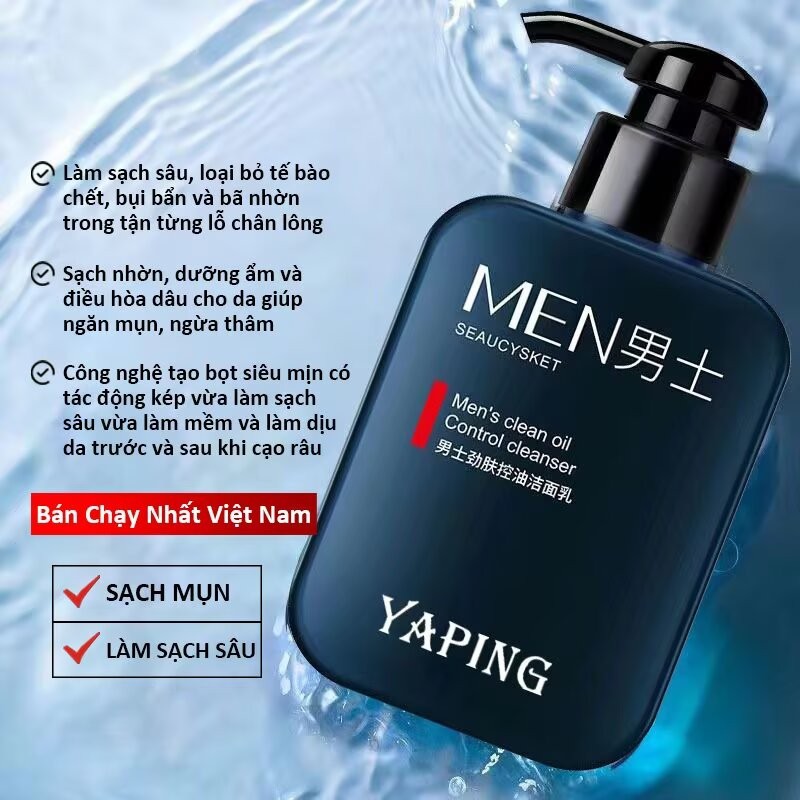 Sữa Rửa Mặt Nam Chiết Xuất Thiên Nhiên: Kiềm Dầu 24h - Hỗ Trợ Làm Mờ Vết Mụn - Dưỡng Da Căng Mịn
