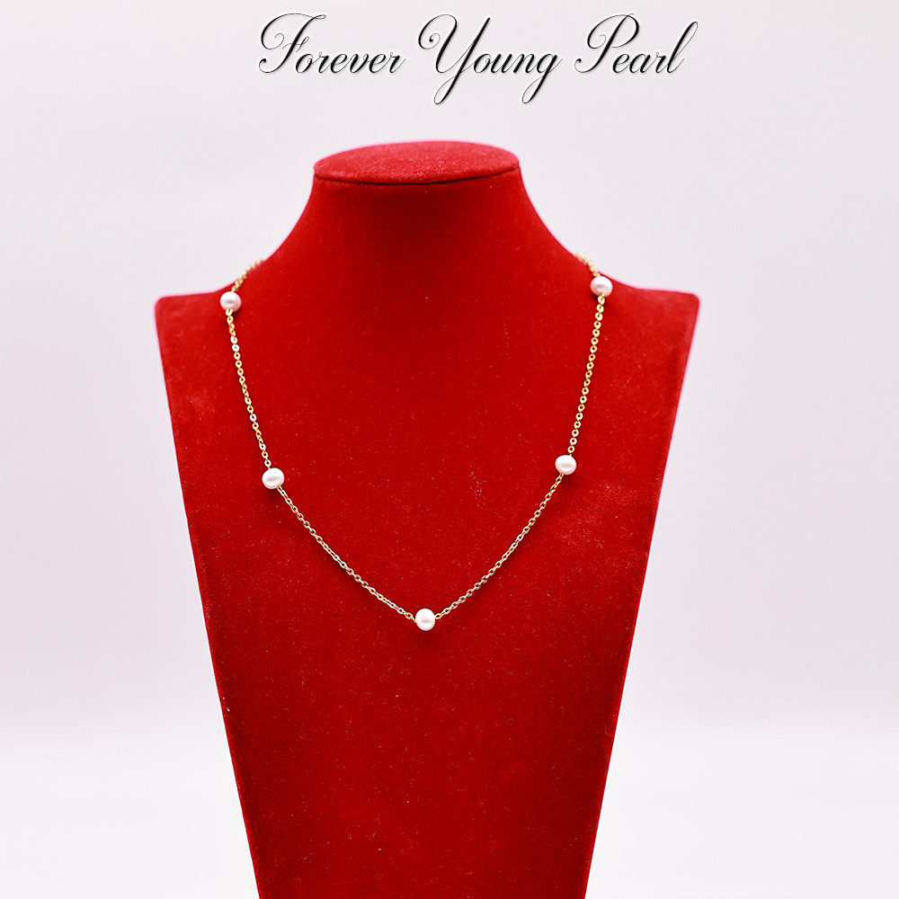 DC284 - Dây chuyền mạ vàng 18K đính ngọc Trai nước ngọt sang trọng, trai 7-8 li, dài 45-50 cm- Quà tặng 20/10