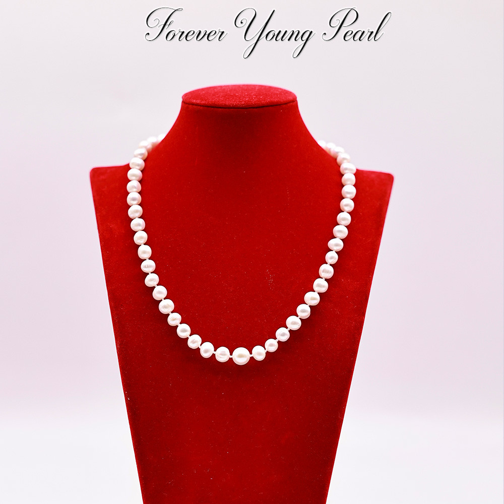 DC283 - Dây chuyền vòng cổ ngọc Trai nuôi nước ngọt, trai 7-8 li, dài 45-50 cm, làm quà tặng. Forever Young Pearl