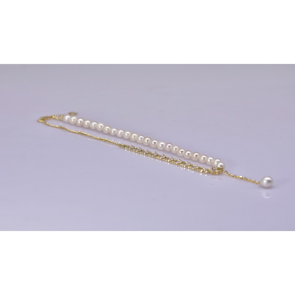 DC182 - Dây chuyền ngọc Trai nuôi nước ngọt 7-8 li, kết hợp dây thiết kế bông lúa, dài 42-48cm