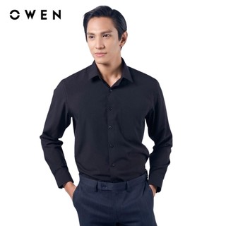 OWEN - Áo sơ mi dài tay Regular Fit AR230342DT màu Đen chất liệu Bamboo-Polyester