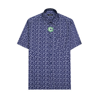 OWEN - Áo sơ mi ngắn tay Relax Fit AE230073NT màu Navy chất liệu Viscose