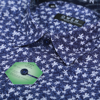 OWEN - Áo sơ mi ngắn tay Relax Fit AE230073NT màu Navy chất liệu Viscose