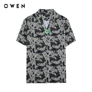 OWEN - Áo sơ mi ngắn tay Relax Fit AE230067N màu Xanh rêu chất liệu Viscose