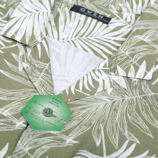 OWEN - Áo sơ mi ngắn tay Relax Fit AE230071N màu Xanh rêu chất liệu Viscose