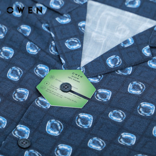 OWEN - Áo sơ mi ngắn tay Relax Fit AE230065N màu Navy chất liệu Viscose