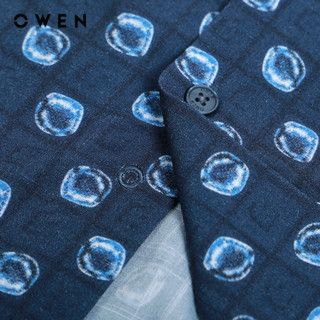 OWEN - Áo sơ mi ngắn tay Relax Fit AE230065N màu Navy chất liệu Viscose