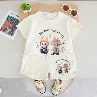 (Không túi) Bộ Đồ Cộc Tay Bé Trai Labubu Từ 8-36kg chất vải tổ ong Cotton Dày Đẹp. Hoạ tiết labubu hot trend Cho Bé Trai