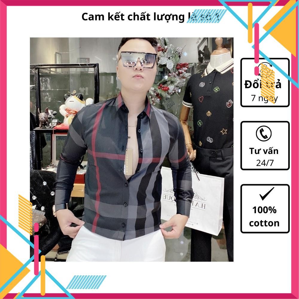 Sơ mi nam tay dài Santiano kẻ sọc bbr vải cotton nhiều màu SMD02