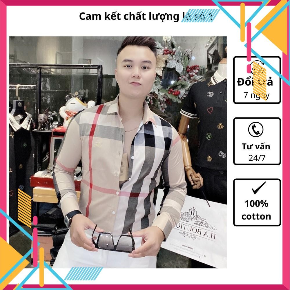 Sơ mi nam tay dài Santiano kẻ sọc bbr vải cotton nhiều màu SMD02