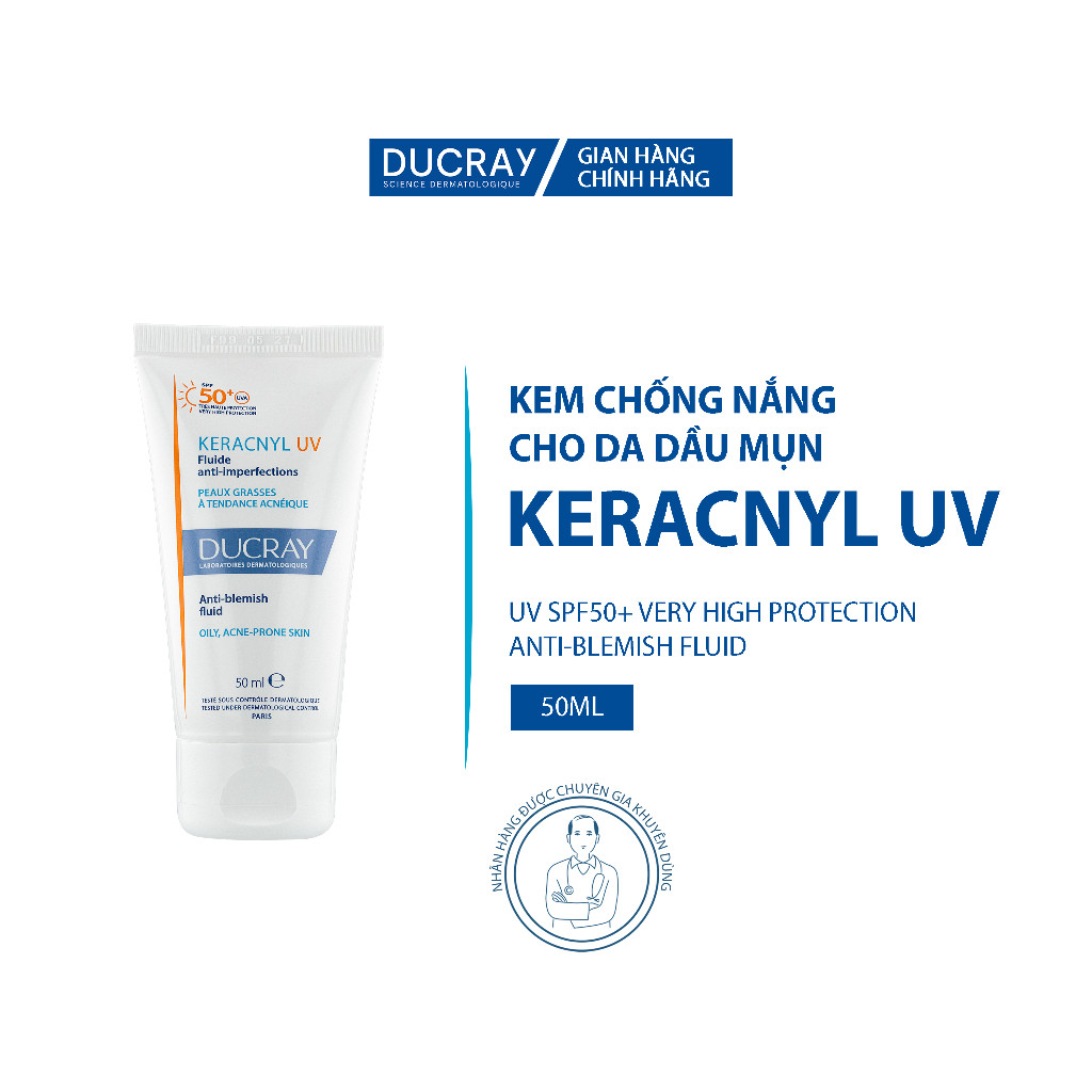 Sử Dụng Tuýp Kem Chống Nắng Kiềm Dầu Cho Da Dầu Mụn Ducray Keracnyl Uv Spf50+ 50Ml Bảo Vệ Da Khỏi Tia Uva & Uvb Trong...