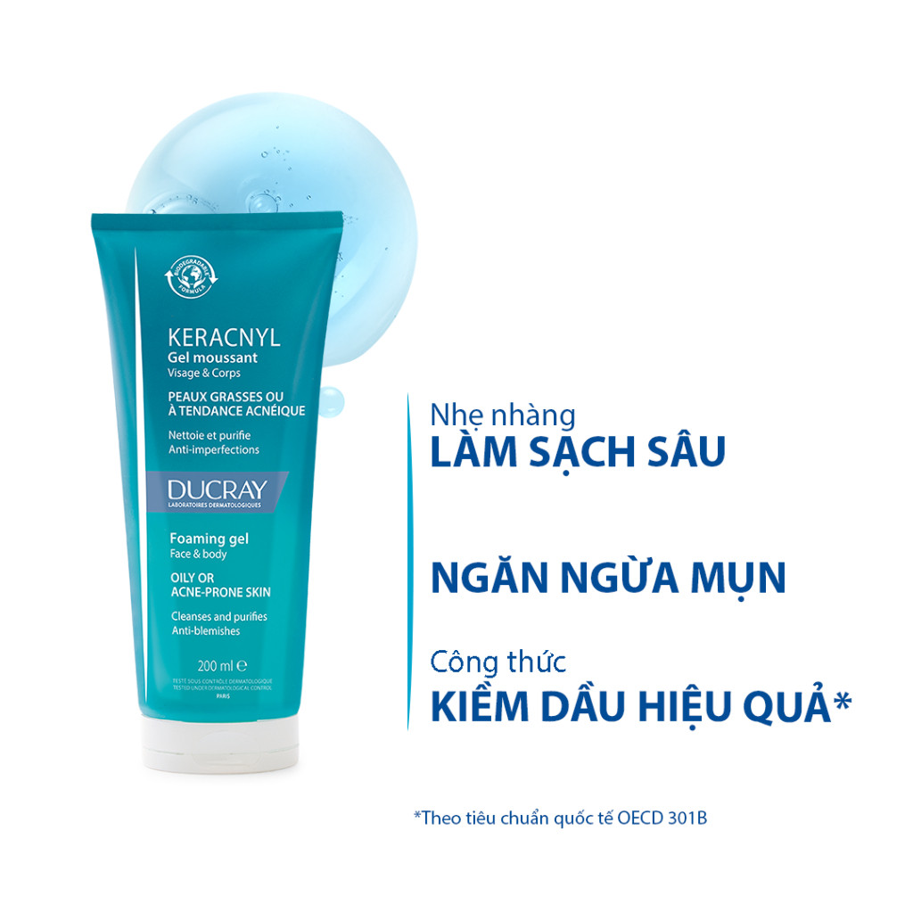 Thiết Kế Của Gel Rửa Mặt Ducray Keracnyl Foaming Gel 200Ml Cho Da Dầu Mụn