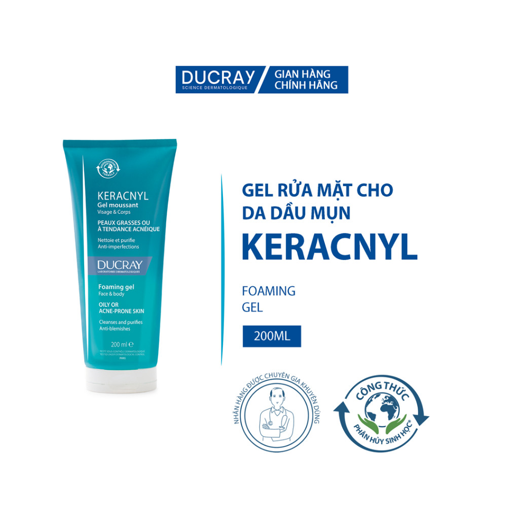 Sử Dụng Tuýp [Date Mới] Gel Rửa Mặt Cho Da Dầu Mụn Ducray Keracnyl Foaming Gel 200Ml Giúp Làm Sạch Và Kiểm Soát Dầu T...