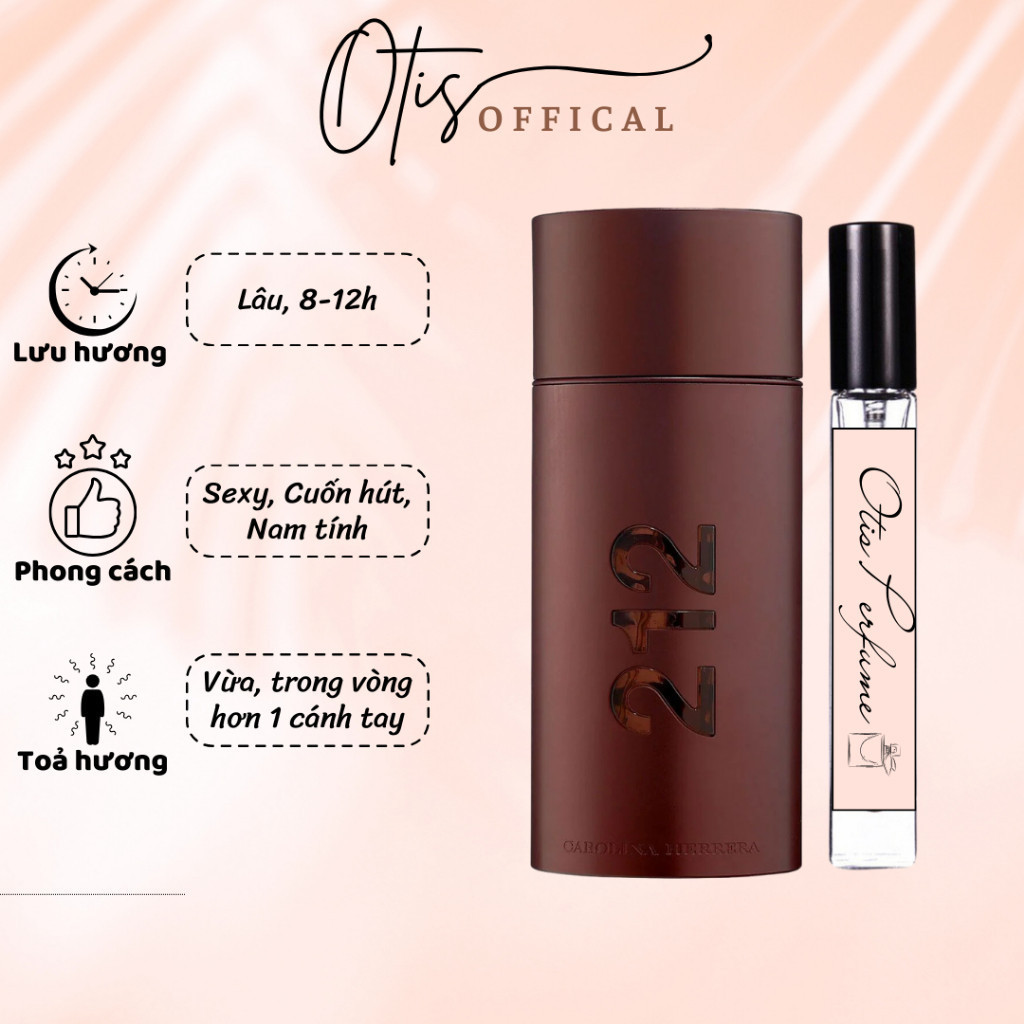 Nước Hoa Chiết 10ml Nam Carolina Herrera 212 Sexy Men Hương Thơm Sexy, Cuốn hút, Nam tính
