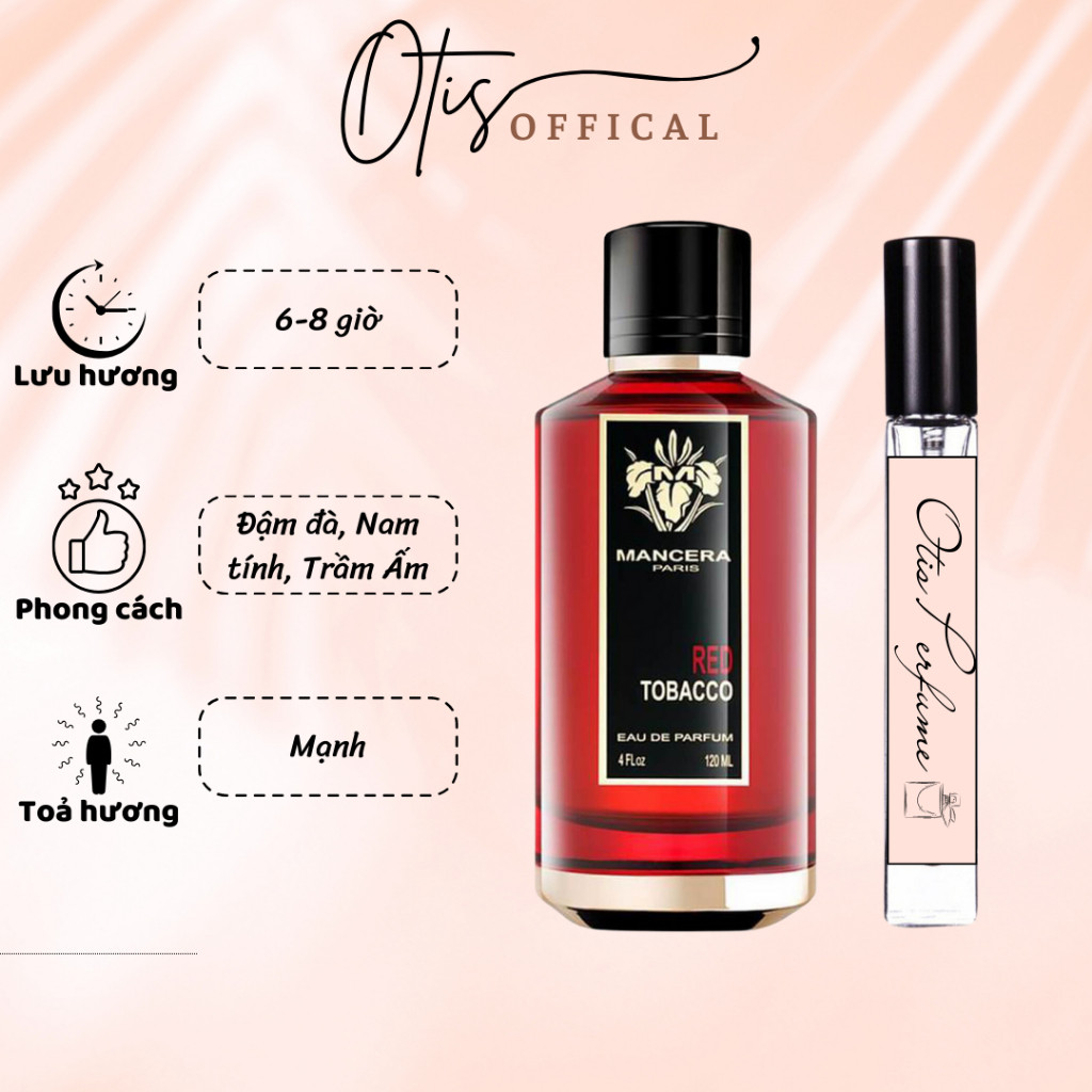 Nước Hoa Chiết 10ml Nam Mancera Red Tobacco EDP Hương Thơm Đậm đà, Nam tính, Trầm ấm