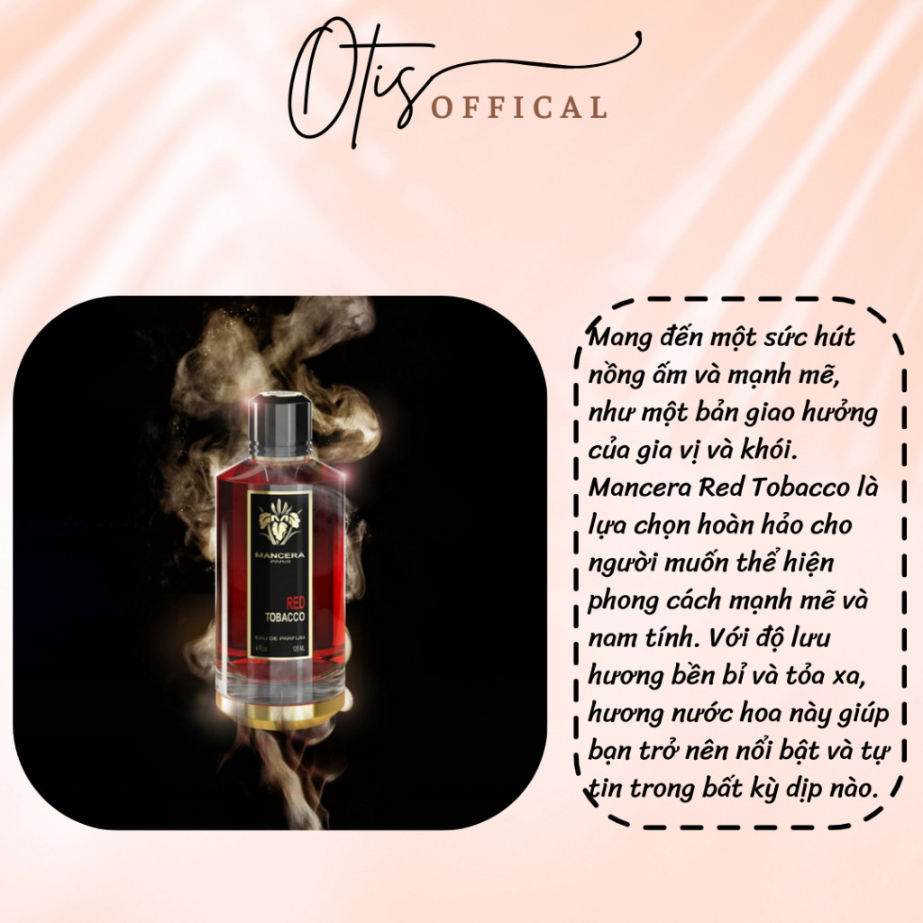 Nước Hoa Chiết 10ml Nam Mancera Red Tobacco EDP Hương Thơm Đậm đà, Nam tính, Trầm ấm