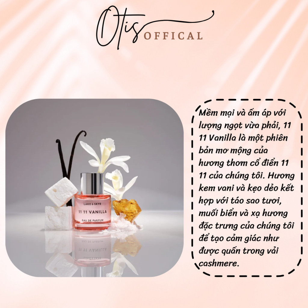 Nước Hoa Chiết 10ml Nữ 11:11 Vanilla Eau de Parfum Hương Thơm Hiện đại, Thanh lịch, Sang trọng