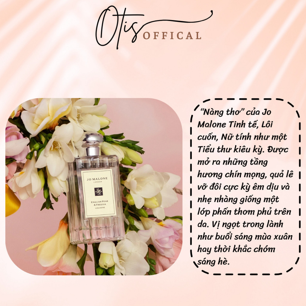 Nước Hoa Chiết 10ml Nữ Jo Ma.lone London English Pear & Freesia Cologne Hương Thơm Nhẹ nhàng Gợi cảm
