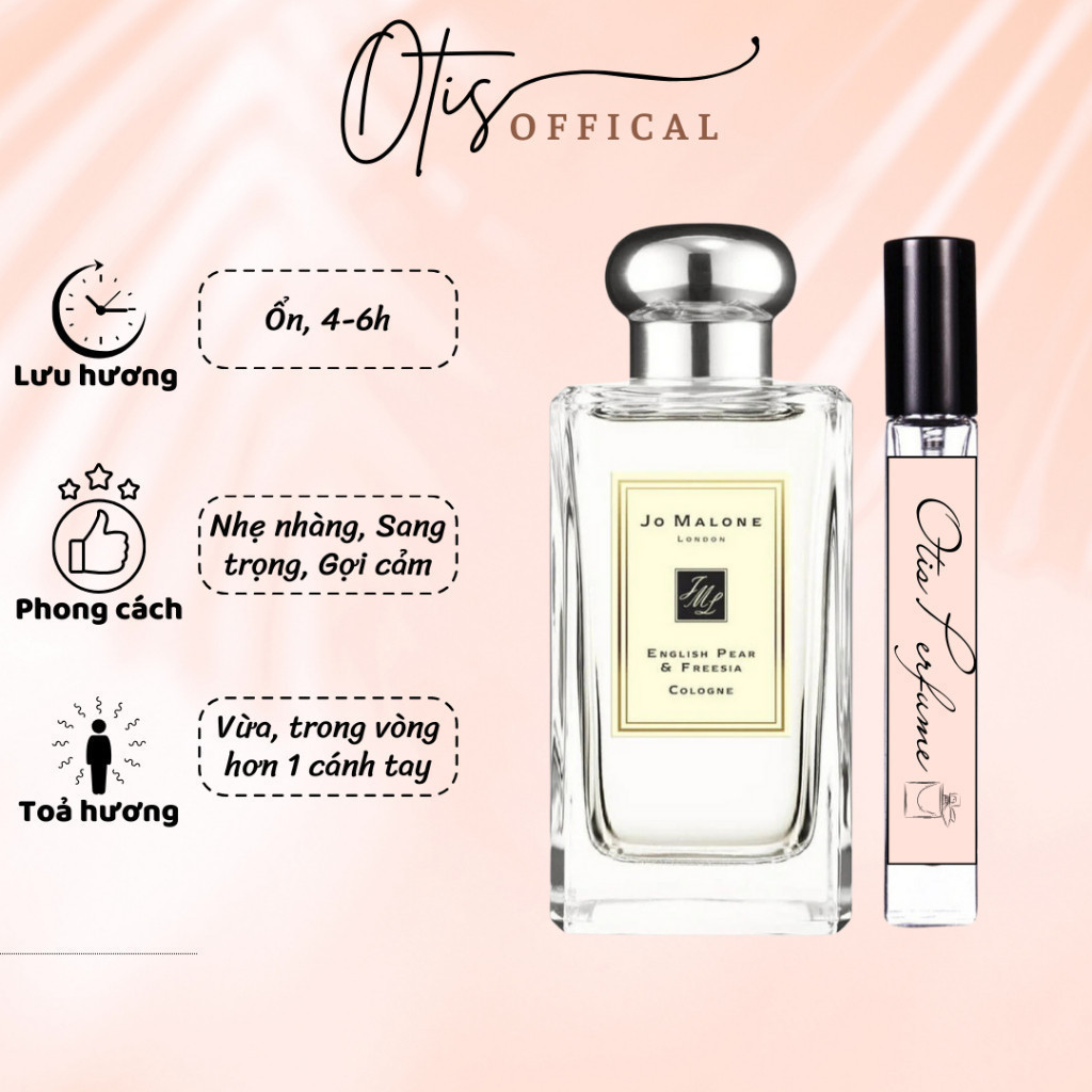 Nước Hoa Chiết 10ml Nữ Jo Ma.lone London English Pear & Freesia Cologne Hương Thơm Nhẹ nhàng Gợi cảm