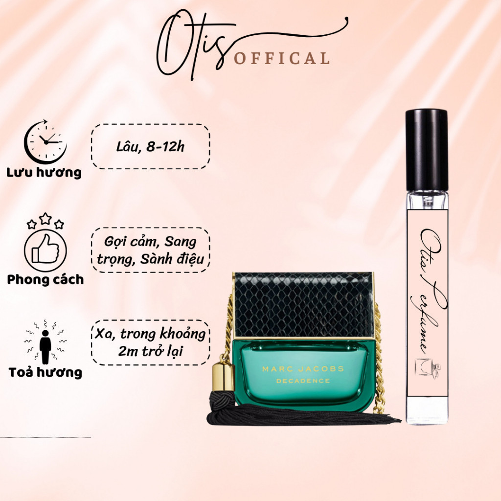 Nước Hoa Chiết 10ml Nữ Marc Jacobs Decadence Hương Thơm Gợi cảm, Sang trọng, Sành điệu