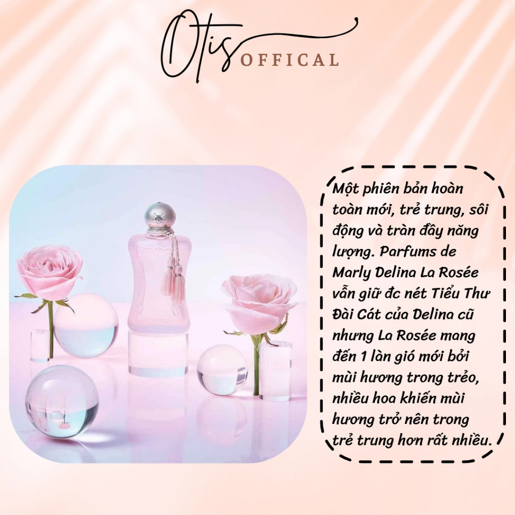 Nước Hoa Chiết 10ml Nữ 𝗣𝗮𝗿𝗳𝘂𝗺𝘀 𝗱𝗲 𝗠𝗮𝗿𝗹𝘆 𝗗𝗲𝗹𝗶𝗻𝗮 𝗟𝗮 𝗥𝗼𝘀𝗲́𝗲 Hương Thơm Dịu dàng, Gợi cảm, Sang trọng
