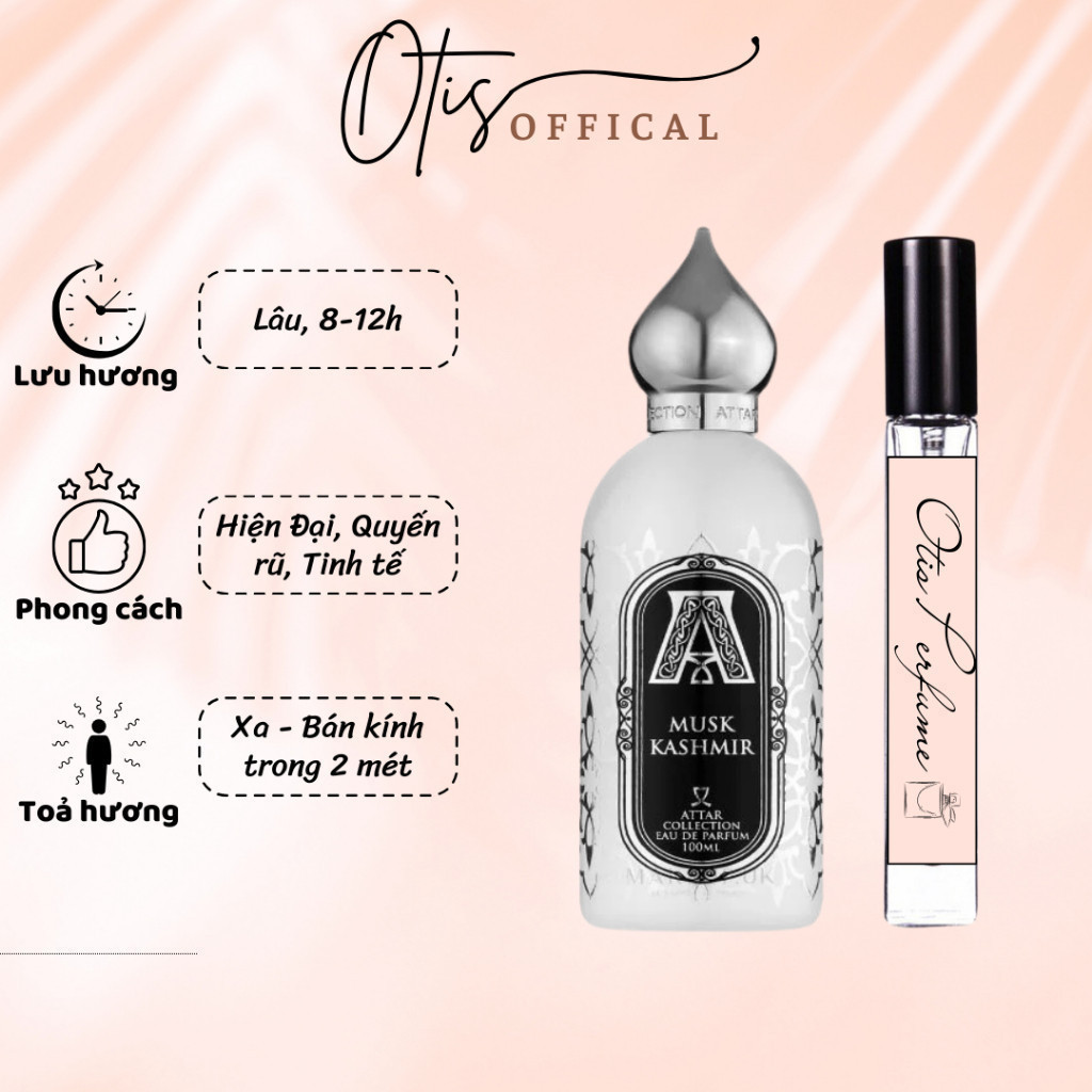Nước Hoa Chiết 10ml Unisex Attar Collection Musk Kashmir Hương Thơm Hiện Đại, Quyến rũ, Tinh tế