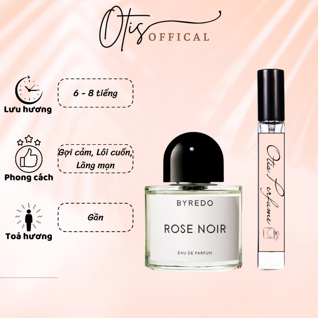Nước Hoa Chiết 10ml Unisex Byredo Rose Noir Hương Thơm Gợi cảm, Lôi cuốn, Lãng mạn