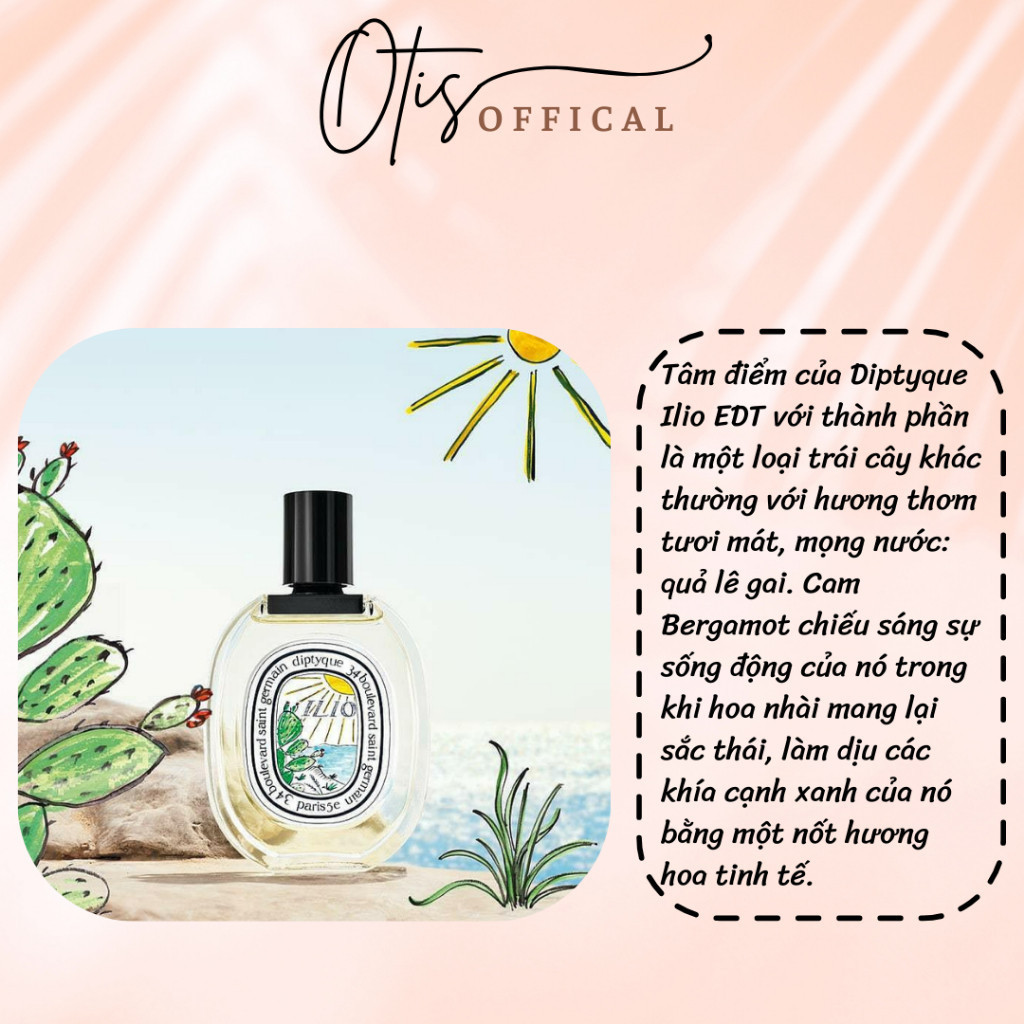 Nước Hoa Chiết 10ml Unisex Diptyque Ilio EDT Hương Thơm Gợi cảm, Lôi cuốn, Tinh tế