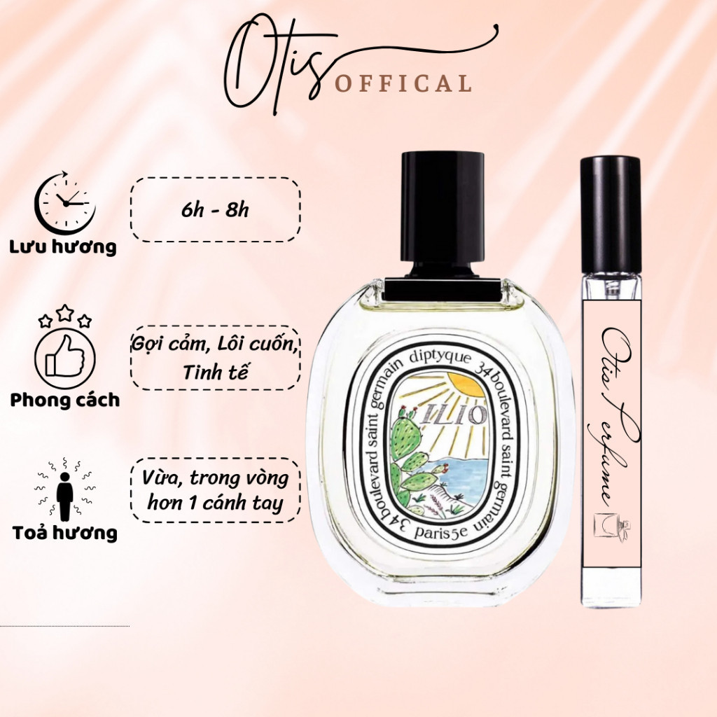 Nước Hoa Chiết 10ml Unisex Diptyque Ilio EDT Hương Thơm Gợi cảm, Lôi cuốn, Tinh tế
