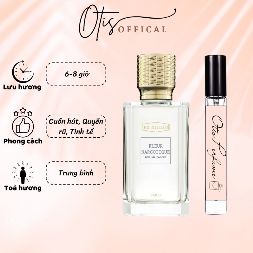 Nước Hoa Chiết 10ml Unisex Ex Nihilo Fleur Narcotique Edp Hương Thơm Cuốn hút, Quyến rũ, Tinh tế