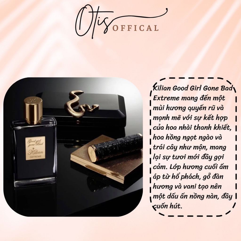 Nước Hoa Chiết 10ml Unisex Kilian Good Girl Gone Bad Extreme (đen) Hương Thơm Quyến rũ, Gợi cảm