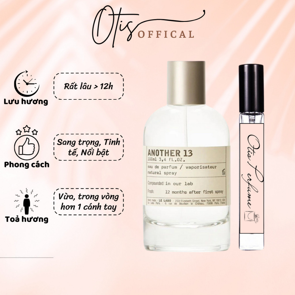Nước Hoa Chiết 10ml Unisex Le Labo Another 13 Hương Thơm Sang trọng, Tinh tế, Nổi bật