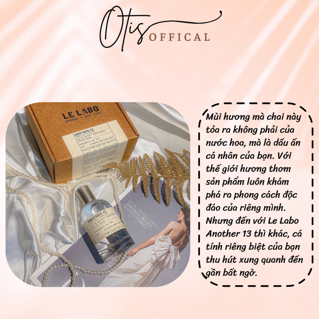 Nước Hoa Chiết 10ml Unisex Le Labo Another 13 Hương Thơm Sang trọng, Tinh tế, Nổi bật