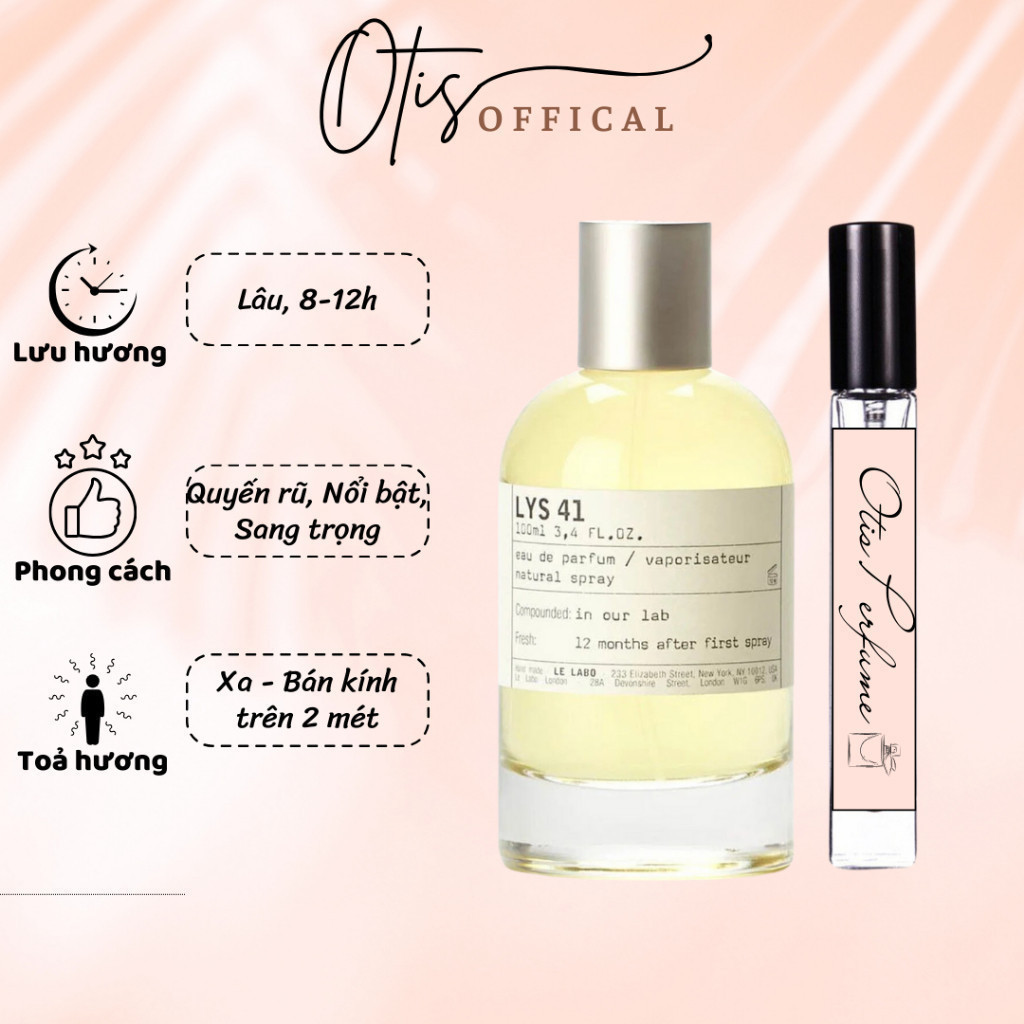 Nước Hoa Chiết 10ml Unisex Le Labo Lys 41 Hương Thơm Quyến rũ, Nổi bật, Sang trọng