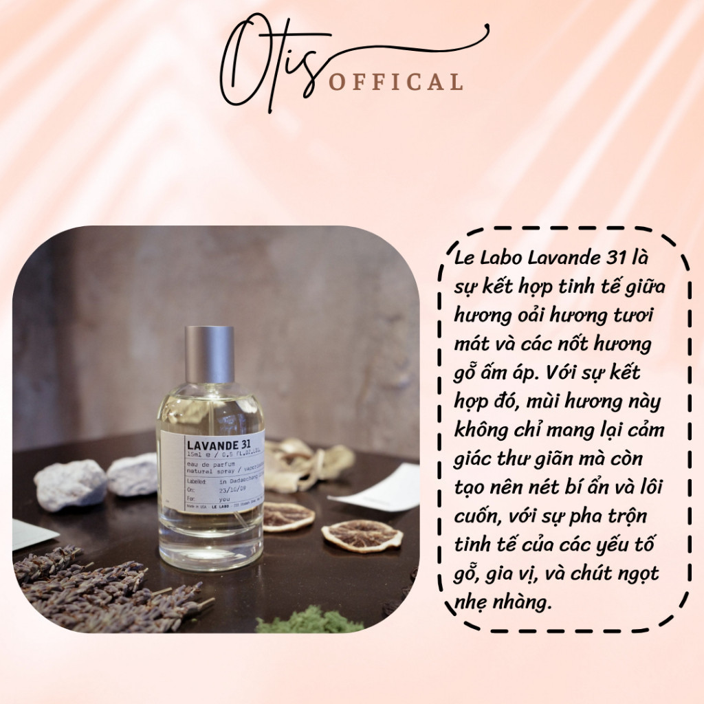 Nước Hoa Chiết 10ml Unisex Le Labo Lavande 31 Hương Thơm Tinh tế, Hiện đại, Mạnh mẽ