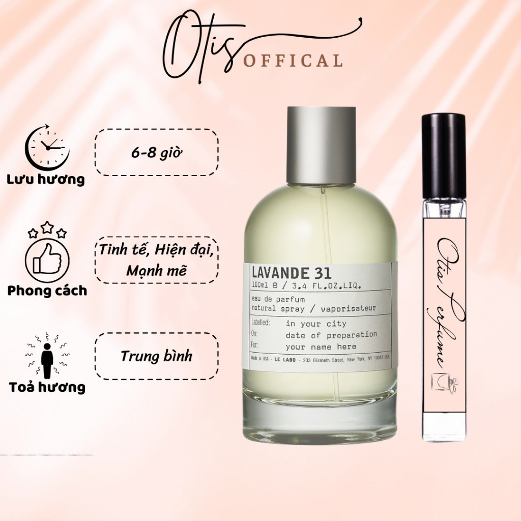 Nước Hoa Chiết 10ml Unisex Le Labo Lavande 31 Hương Thơm Tinh tế, Hiện đại, Mạnh mẽ