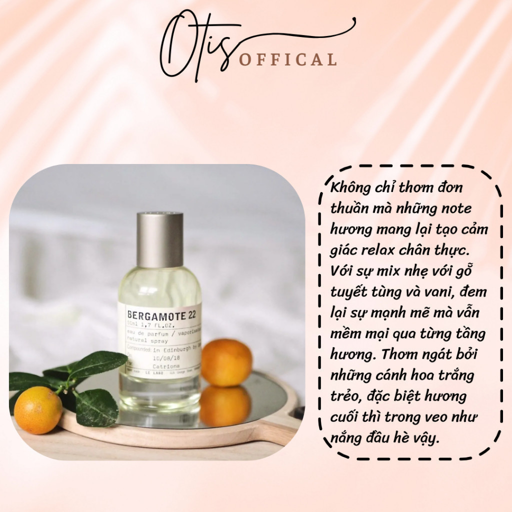Nước Hoa Chiết 10ml Unisex Le Labo Bergamote 22 Hương Thơm Cuốn hút, Tinh tế, Sang trọng