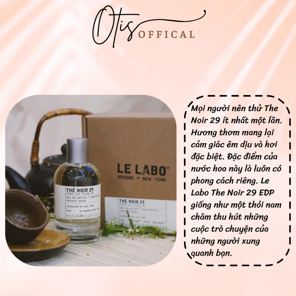 Nước Hoa Chiết 10ml Unisex Le Labo The Noir 29 Hương Thơm Cuốn hút, Tinh tế, Sang trọng