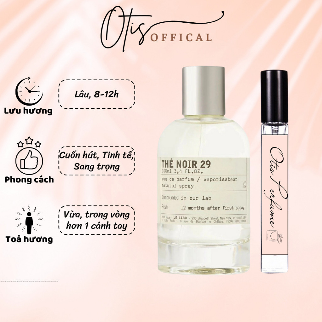 Nước Hoa Chiết 10ml Unisex Le Labo The Noir 29 Hương Thơm Cuốn hút, Tinh tế, Sang trọng