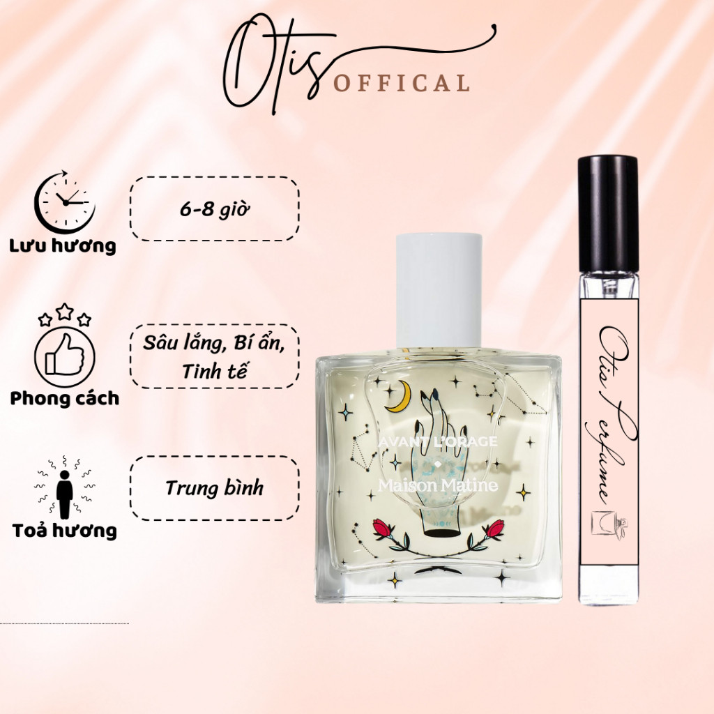 Nước Hoa Chiết 10ml Unisex Maison Matine Avant L'orage Hương Thơm Sâu lắng, Bí ẩn, Tinh tế