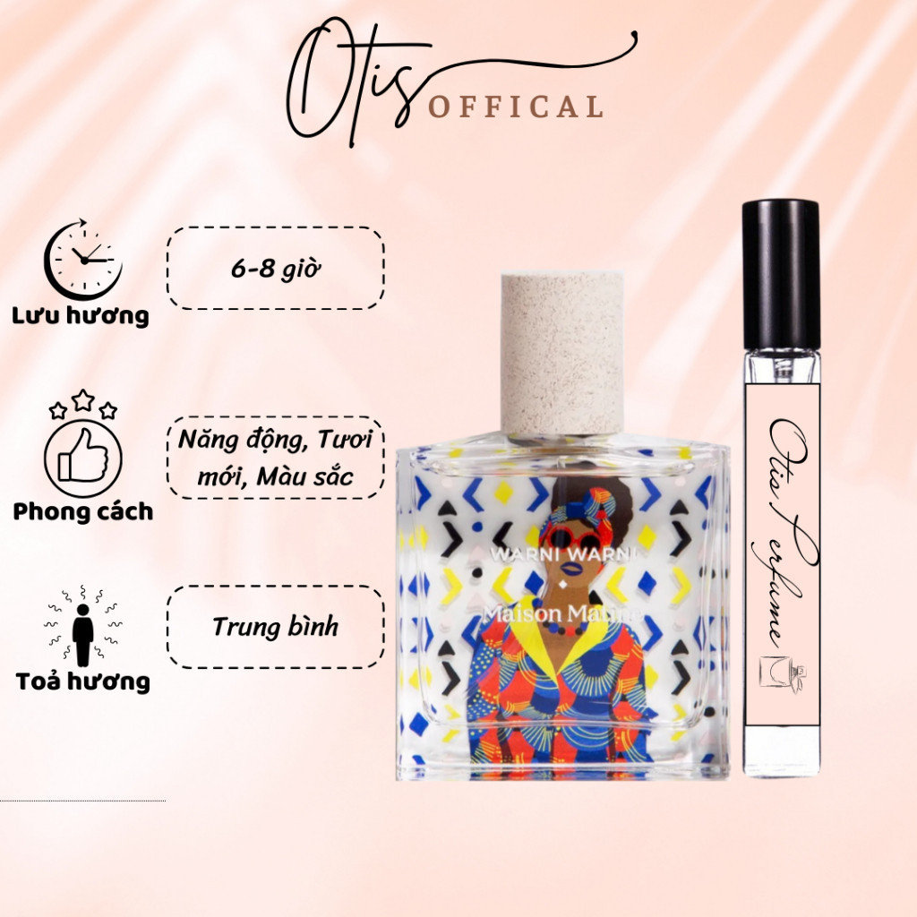 Nước Hoa Chiết 10ml Unisex Maison Matine Warni Warni Hương Thơm Năng động, Tươi mới, Màu sắc